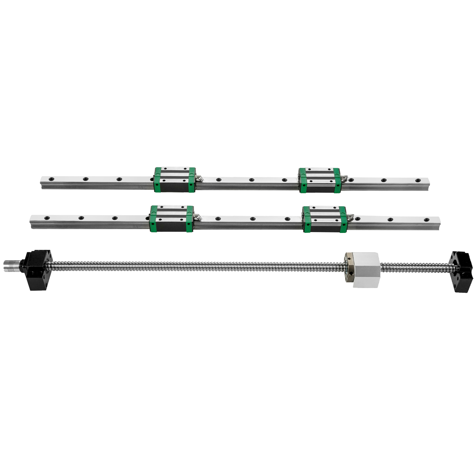 Hgr20 Linear Guide Rail Ballscrew Set - 直線ガイドレール2本セット（HGR20-1500mm）。RM1605-1500mmボールねじ1本と、BF12/BK12キットの直線ガイドレール（角型）が付属。DIY用CNCルーター、旋盤、フライス盤向けに設計。