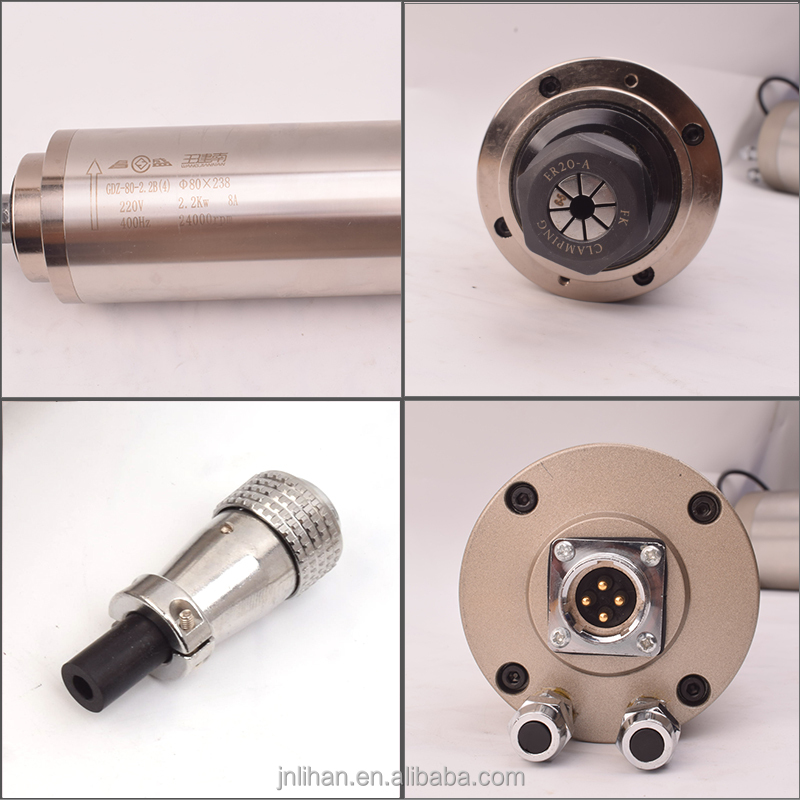 2.2Kw Water Cooled Spindle Kit Vfd - 2.2KW 220V 水冷式CNCルーター用スピンドルモーターインバーターVFDキット、最大回転数24000rpm、400Hz。